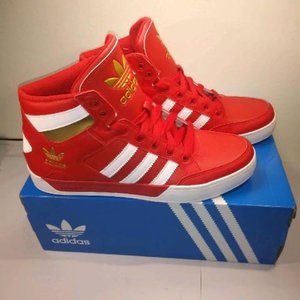 Adidas Hard Court Hi Sz 10.5 Red Gold White